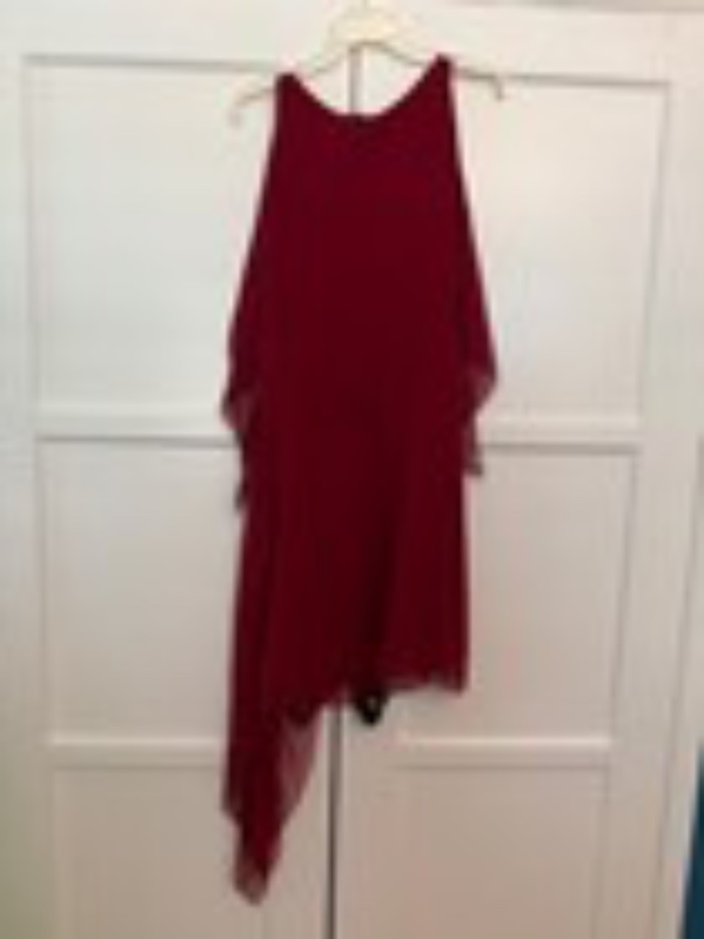 Morgane Le Fay Red Caelia Silk Asymmetrical Cocktail Dress + Shrug Size Small - Picture 2 of 9